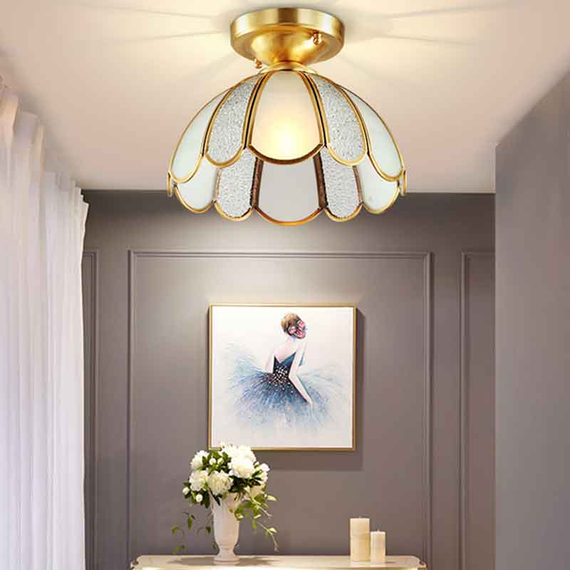 Light Luxury Creative Flower Brass LED Ceiling Light for Bedroom Kitchen Lighting Fixtures