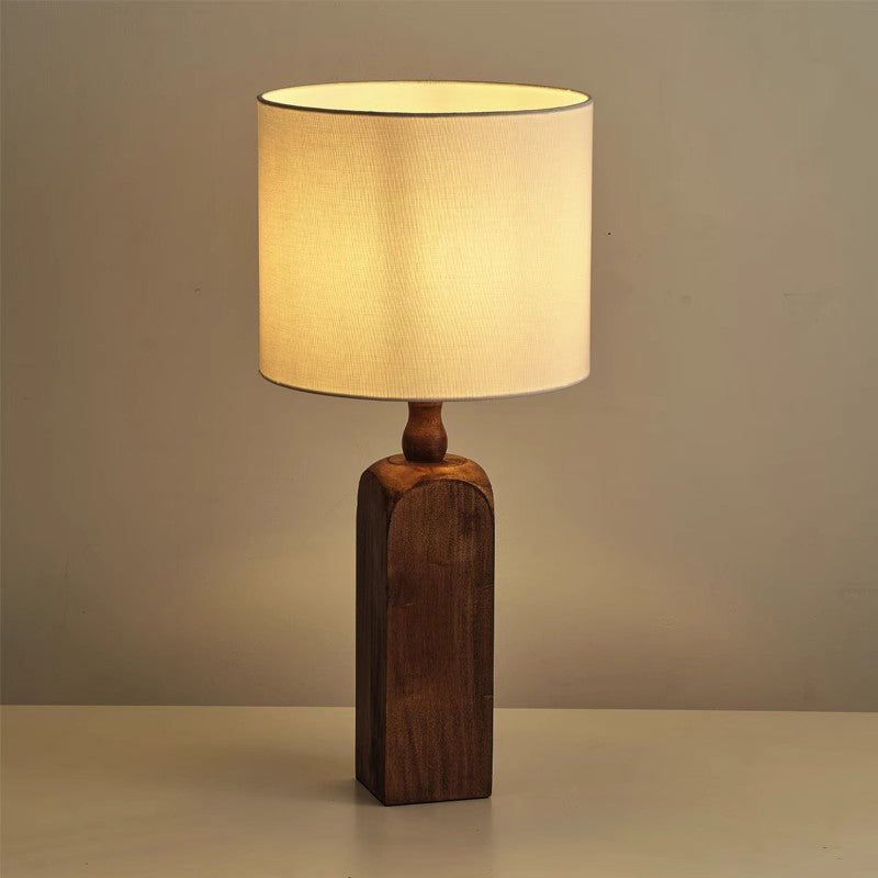 American Retro Bedside Wood Desk Lamp Bedroom Living Room Dressing Table Book Cloth Table Lamp