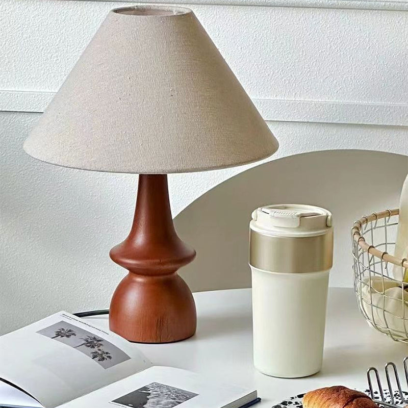 Solid Wood Retro Creative Table Lamp Bed Breakfast Bedroom Decoration Chinese Style French American Romanti