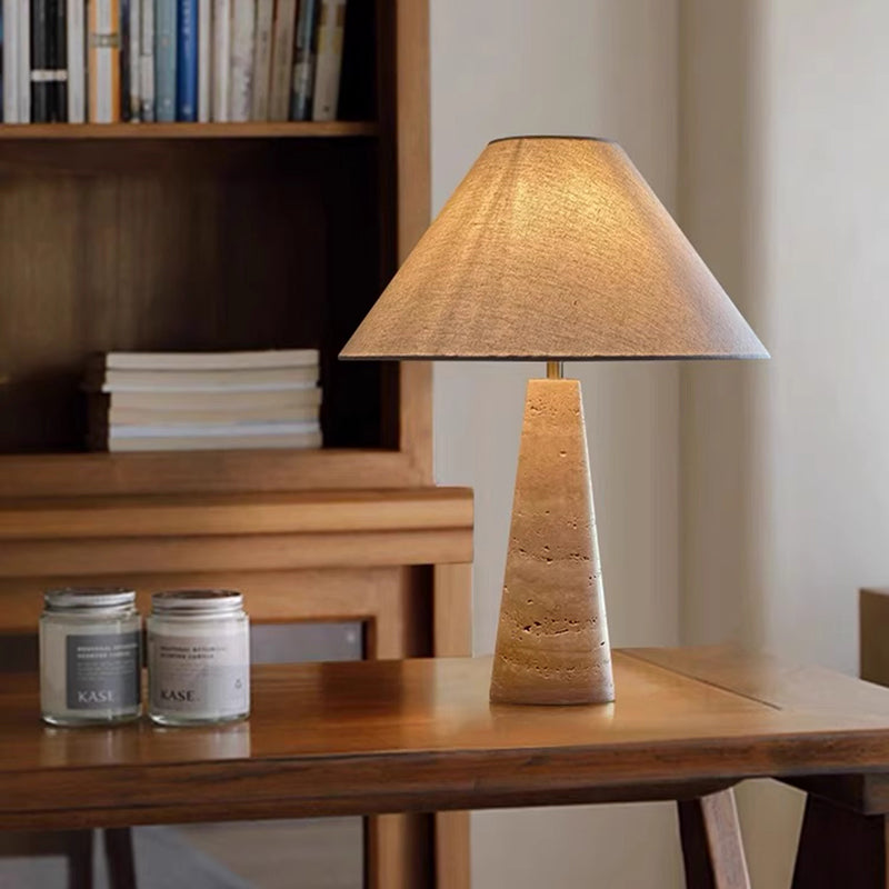 Japanese Wabi-sabi Cream Style Yellow Cave Stone Table Lamp LED E27 Retro Marble Desk Lights Living Room