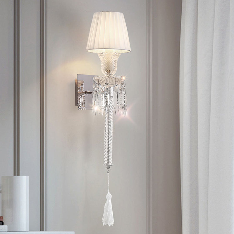 Designer Light Luxury  Wall Lamp With White Fabric Lampshade