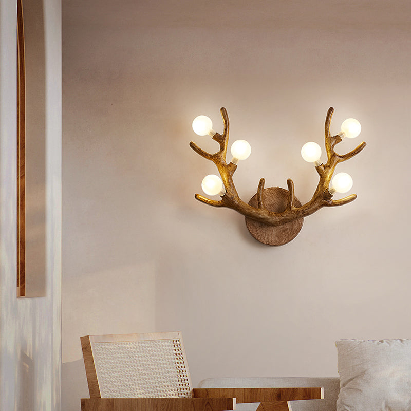 Branch Wall Light with Deer Antler Design for Bedroom Wall Sconce Bar Decoration American Style Corridor Wall Lamp