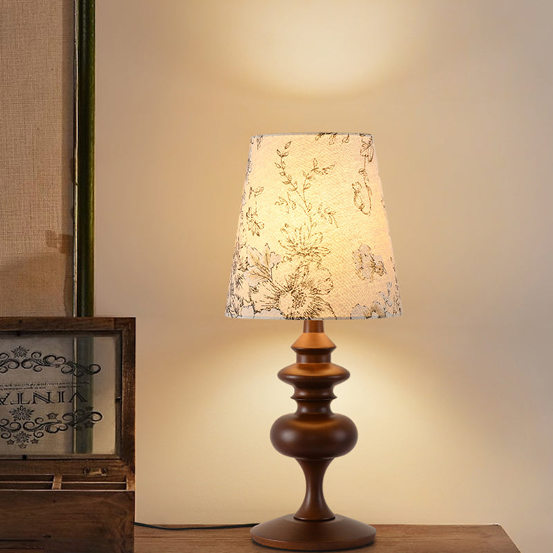 22.5" Residential Use Modern Timber Electrical Plug-in Standard Desk Lamp with Textured Textile Shade