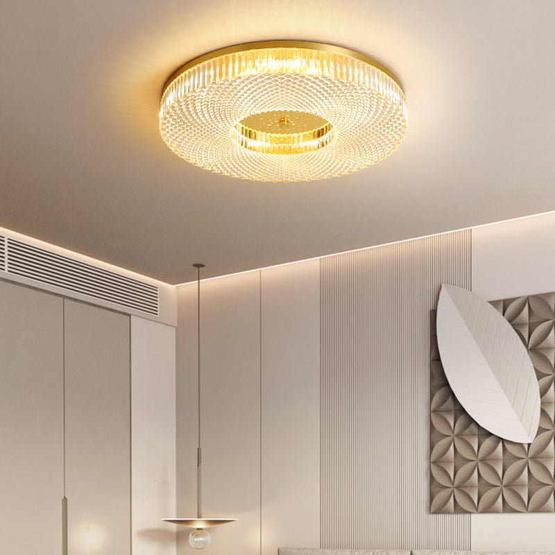 Modern Luxury Dia.19" Round Brass Recessed LED Ceiling Lamp for Bedroom Living Room