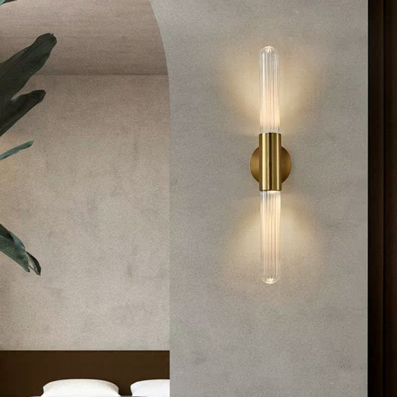 Light Luxury Glass Wall Lamp Gold Color Copper Body and Glass Lampshade Simple LED Lighting Fixtures ﻿