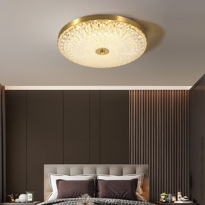 Simple Luxury 19" Round Flush Mount Brass LED Ceiling Light Warm White 48W LED board