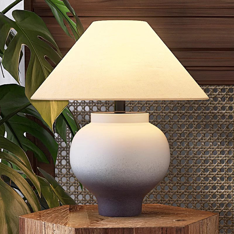 Japanese Style Wabi Sabi Ceramic Table Lamp with Chinese Retro Designer Living Room Bedroom Bedhead Lamp