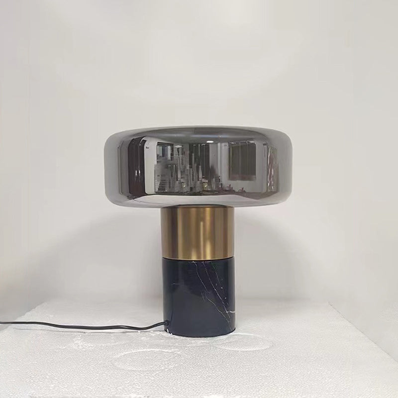 Modern Deoration Light Luxury Marble Table Lamp With Amber Glass Lampshade