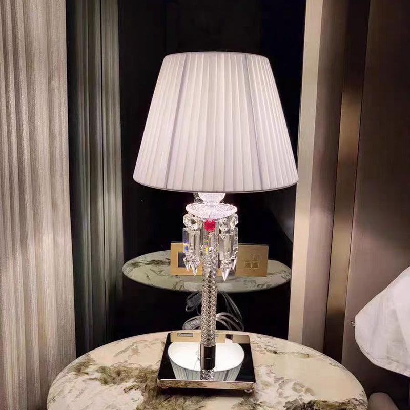 Designer Creative Luxury Crystal Table Lamp With Fabric Lampshade
