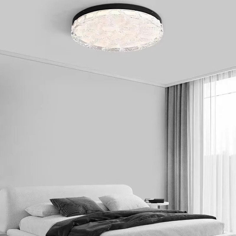 High-End Light Luxury Round Resin Ceiling Light with Remote Control Dimmable Ceiling Lamp