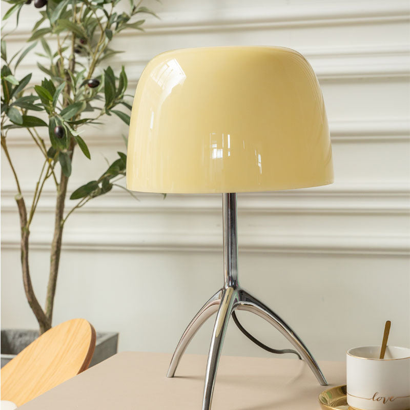 Cretive Tripod Mushroom Table Lamp With Glass Lampshade