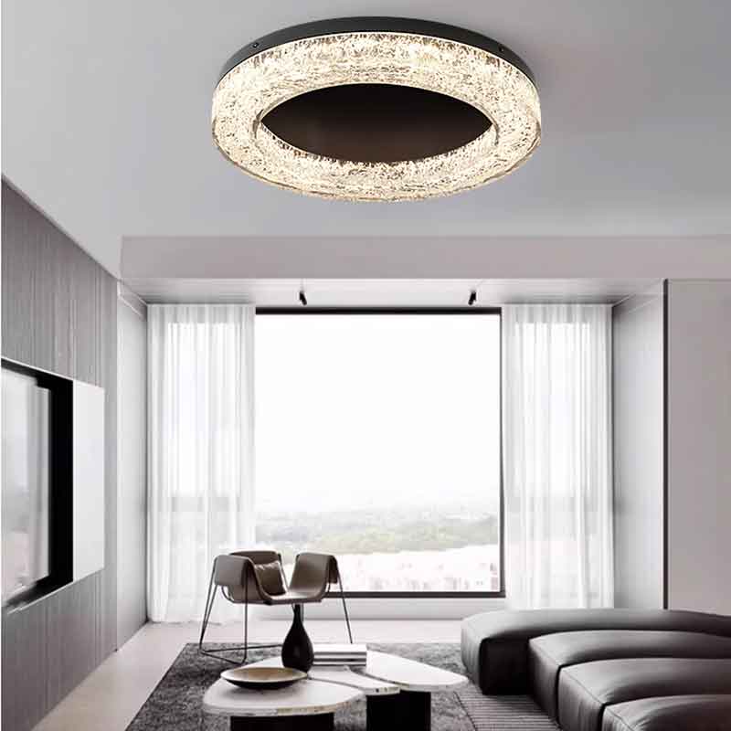 Luxury 23" Round Brass Flush Mount LED Ceiling Light with Remote Control Dimmable