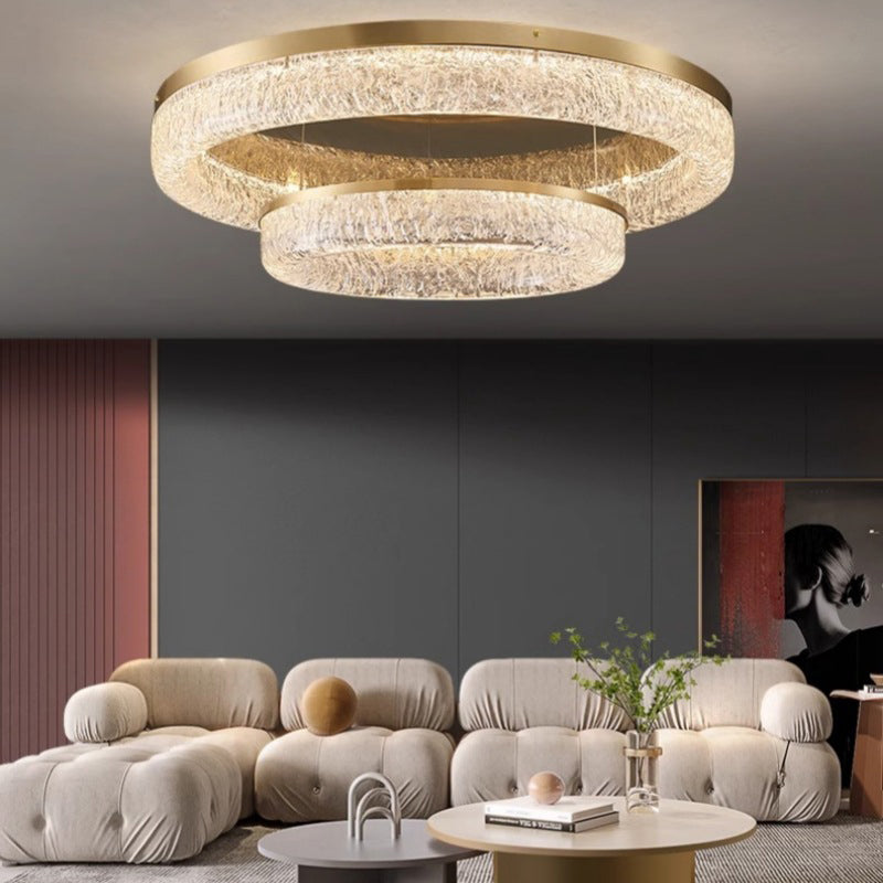 Modren Luxury High Quality 31" Brass LED Ceiling Lamp Round Adjustable Flush Mount LED Ceiling Light