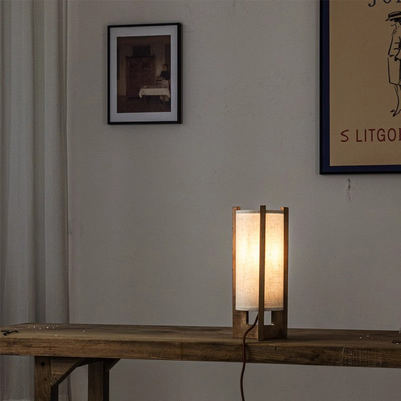 Wooden Desk Lamp Bedside Lamp Night Light Eye Protection Table Light With Cylinder Lamp Shade Home Decor
