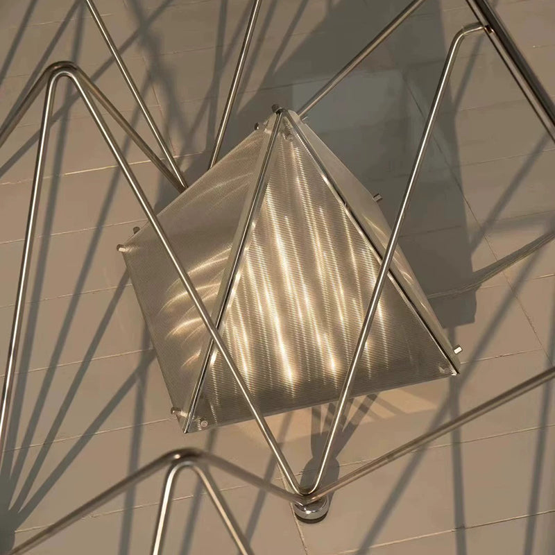 New Pyramid Bedroom Bedside Table Lamp Stainless Steel Glass Decor Desk Light Pagoda Shape Light Shadow Reading Lamp