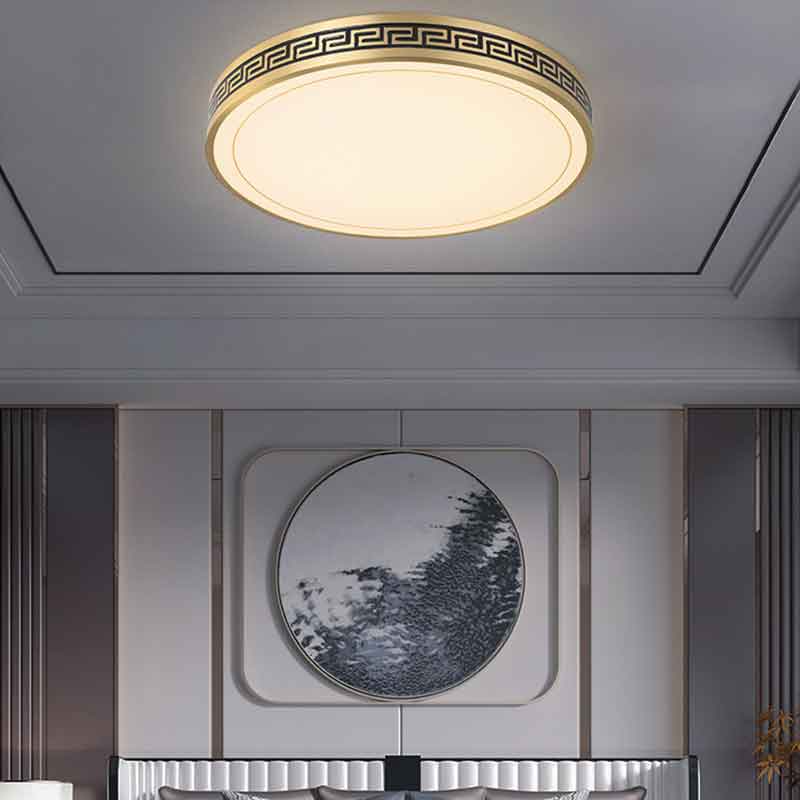 Personalized creative patterns Round Brass LED Ceiling Light with Remote Control Dimmable