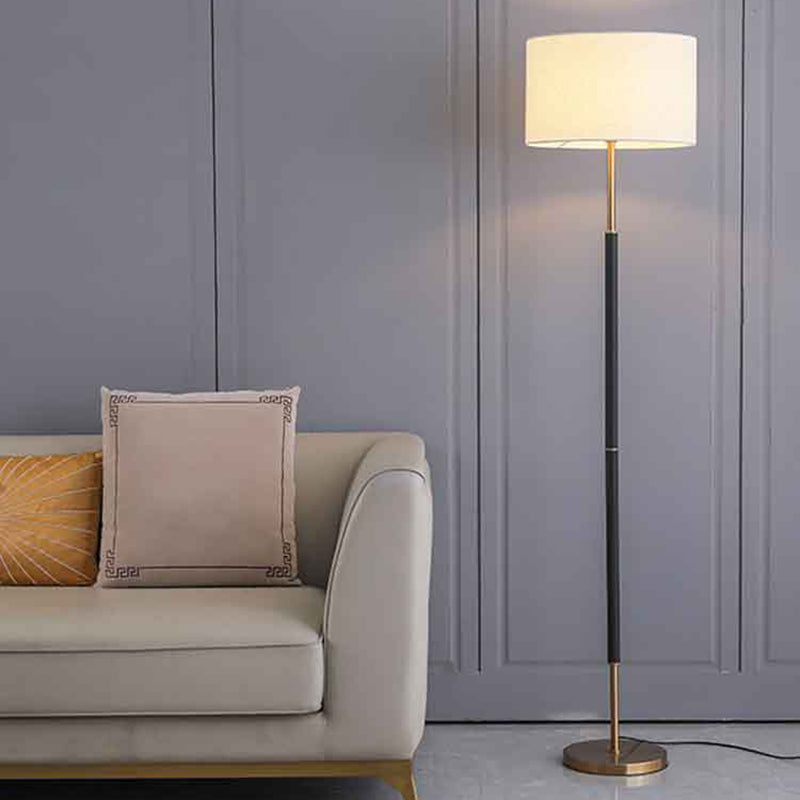 Modern Column 66" Floor Lamp With Beige Fabric Lampshade