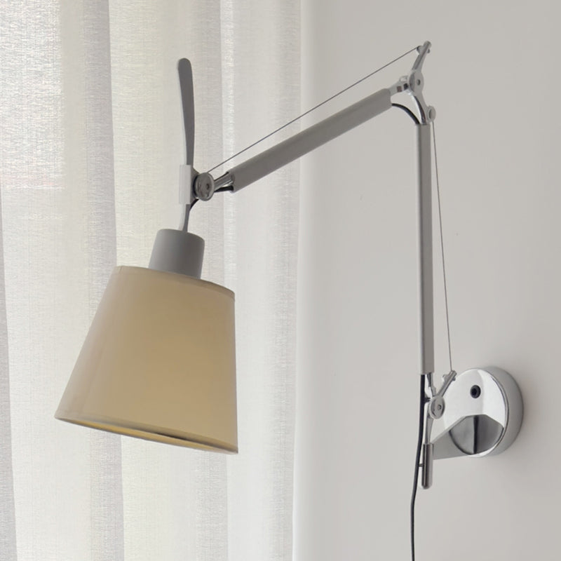 Modern Bedside Wall Lamp E27 Holder Parchment Lampshade Metal Bracket Eye Care Wall Mount LED Light for Reading