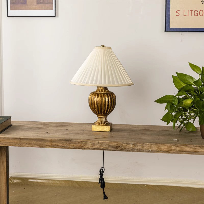 Light Luxury American Wood Table Lamp Fabric Lampshade Bedroom Bedside Table Lighting Decoration Home Living Room Desk Lamp