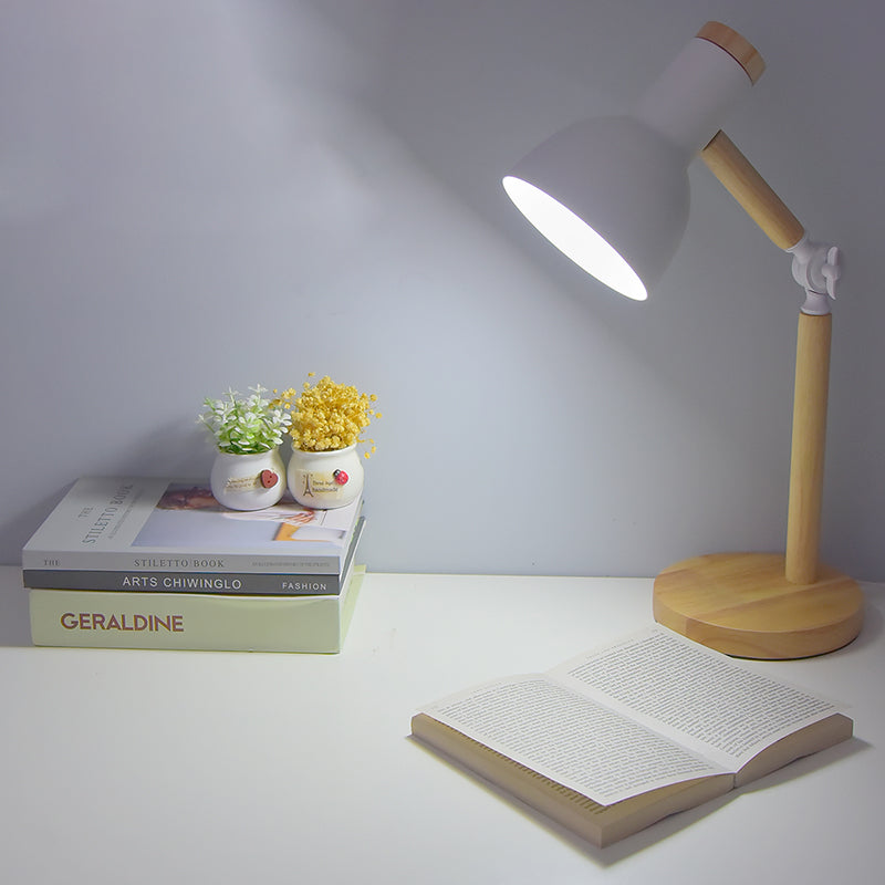 Wooden Iron LED Desk Lamp for Dorm Eye Protection Reading Table Lamp for Study Home Office Room Decor Bedside Night Light