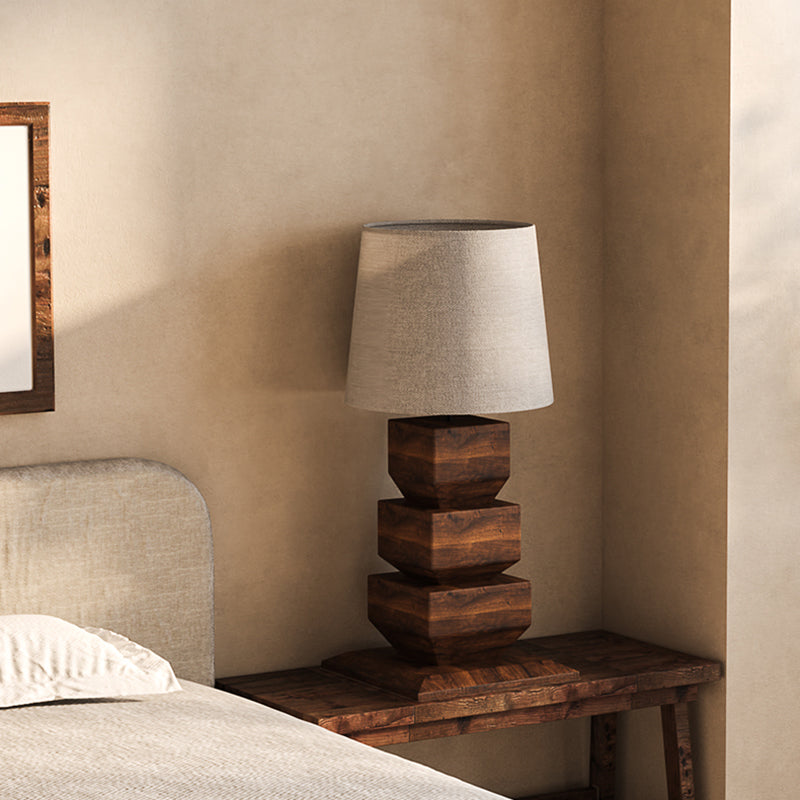 Chinese Style High-End Solid Wood Desk Lamp Hotel Bedroom Living Room Decoration Fabric Table Lamp