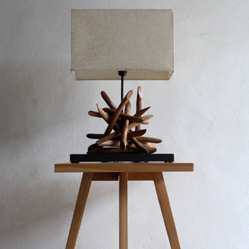 Modern Creative Solid Wood Table Lamp Fabric Lampshade Lights for Living Room Bedroom Bedside Hotel