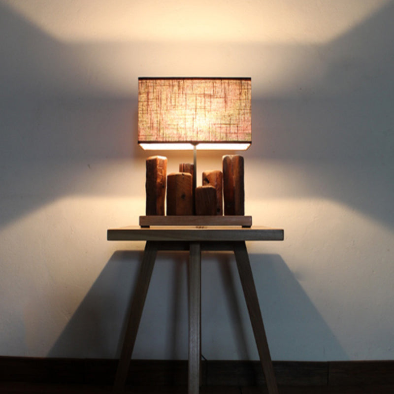 Creative Homestay Bedroom Solid Wood Desk Lamp Weathered Wooden Lighting Fixture Characteristic Handmade