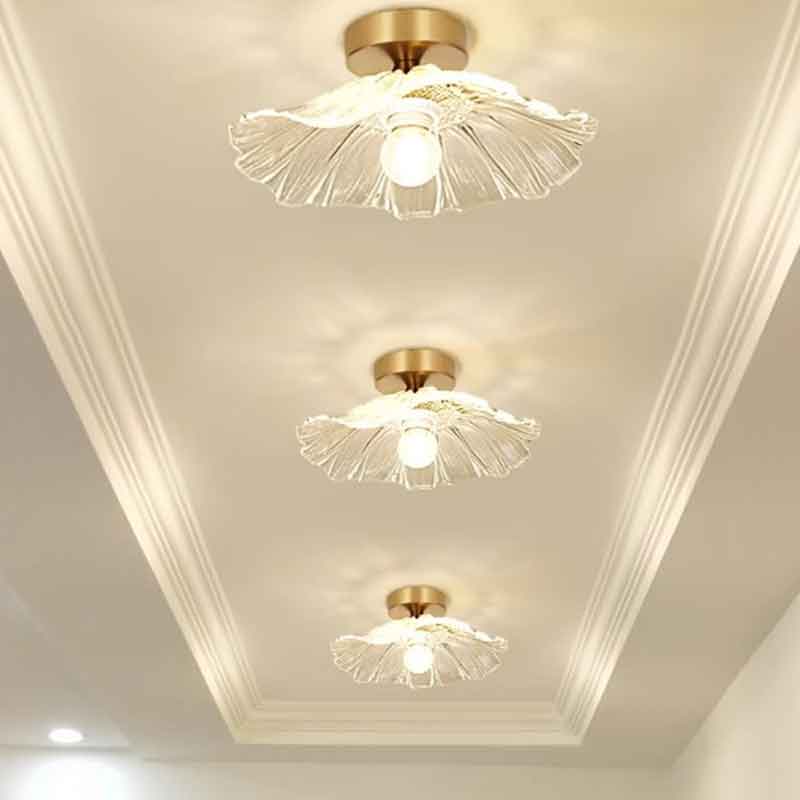 Modren Creative Lotus Brass LED Ceiling Light Warm White Light 3000K 220V Input