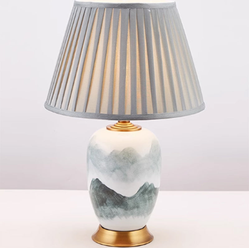 Kung Series Chinese Ink Landscape Painting Ceramic Table Lamp