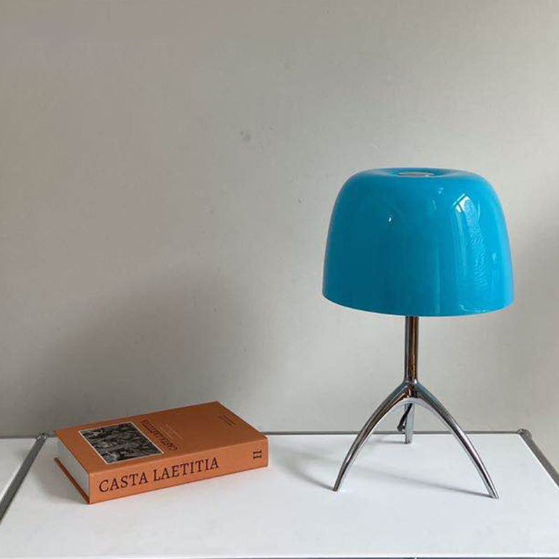 Cretive Tripod Mushroom Table Lamp With Glass Lampshade