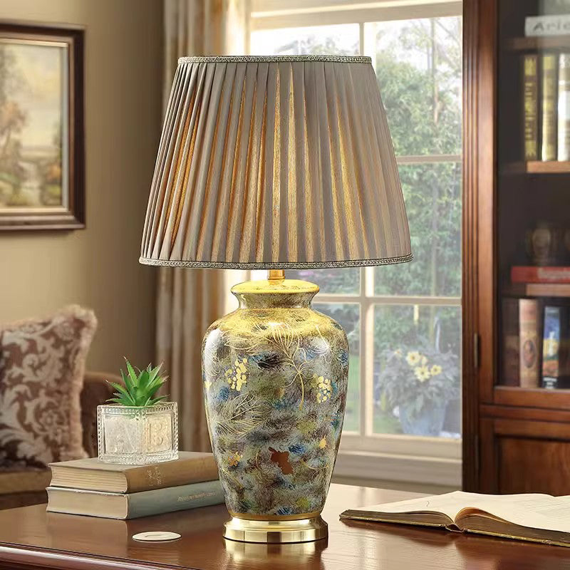 Chinese Retro Ceramic Bedside Lamp Master Bedroom Study Sofa Corner Villa Living Room Decoration