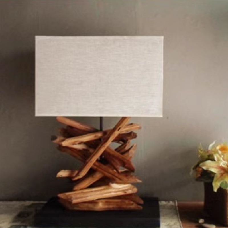 Modern Creative Solid Wood Table Lamp Fabric Lampshade Lights for Living Room Bedroom Bedside Hotel