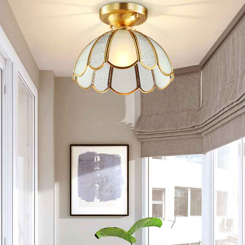 Light Luxury Creative Flower Brass LED Ceiling Light for Bedroom Kitchen Lighting Fixtures