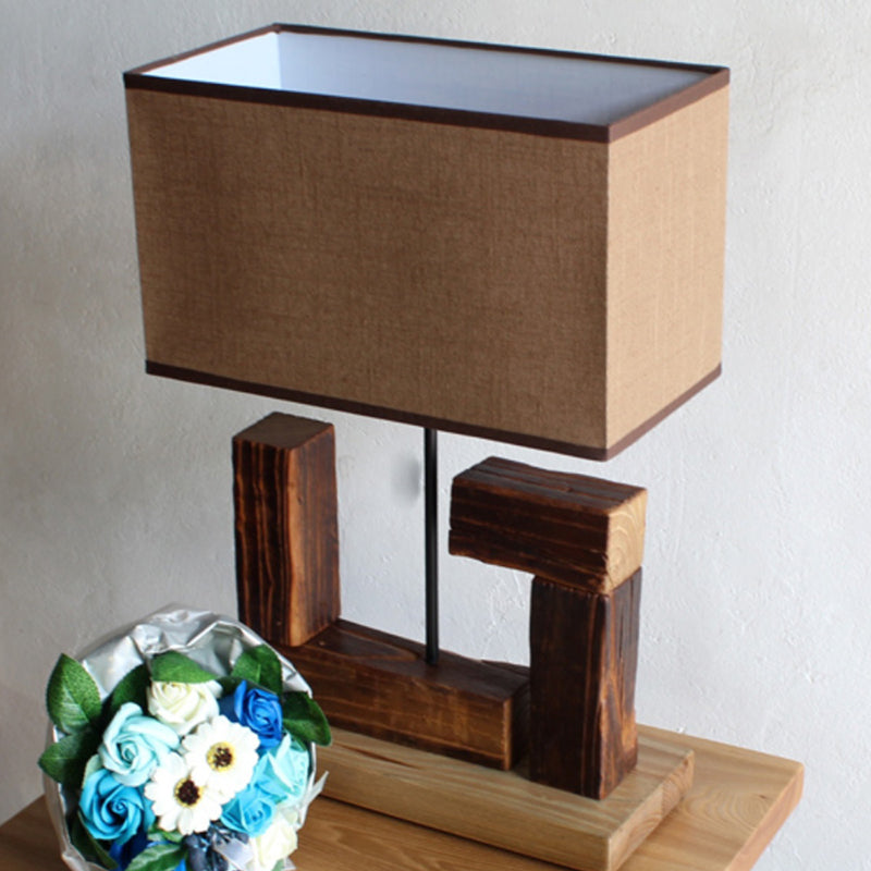 Chinese Table Lamp Vintage Solid Wood Desk Lamp for Bedroom Living Room Study Office