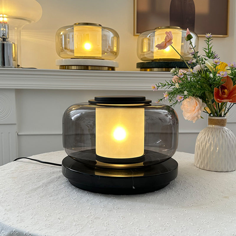 Modern Luxury Marble Table Lamp With Glass Lampshade