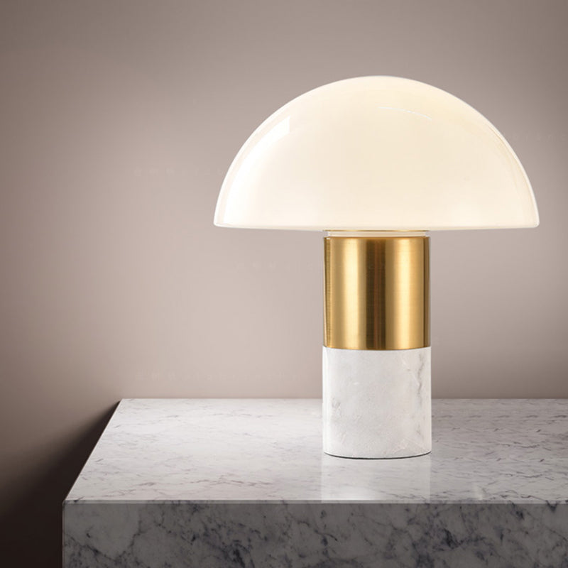 Natural Marble Desk Lamp Retro Glass Lampshade Bedroom Living Room Decorative Table Lamp