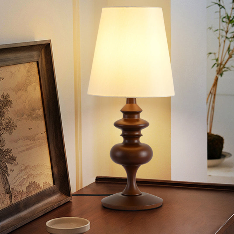 22.5" Residential Use Modern Timber Electrical Plug-in Standard Desk Lamp with Textured Textile Shade