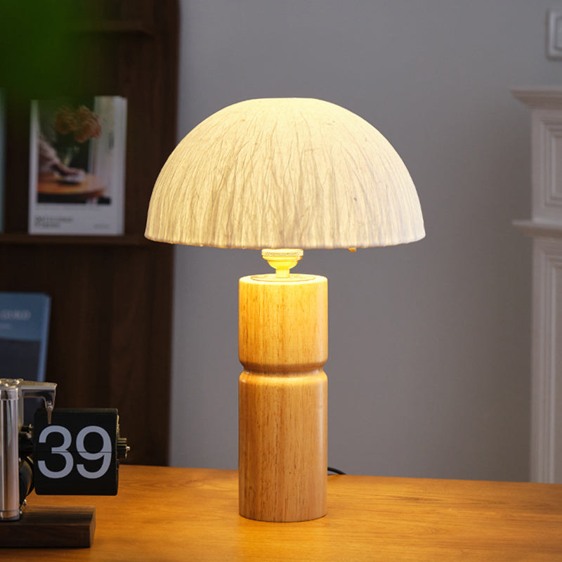 15.5" Modern Solid Wood Desk Lamp Farmhouse Handmade Rice Paper Lampshade Desk Lamp