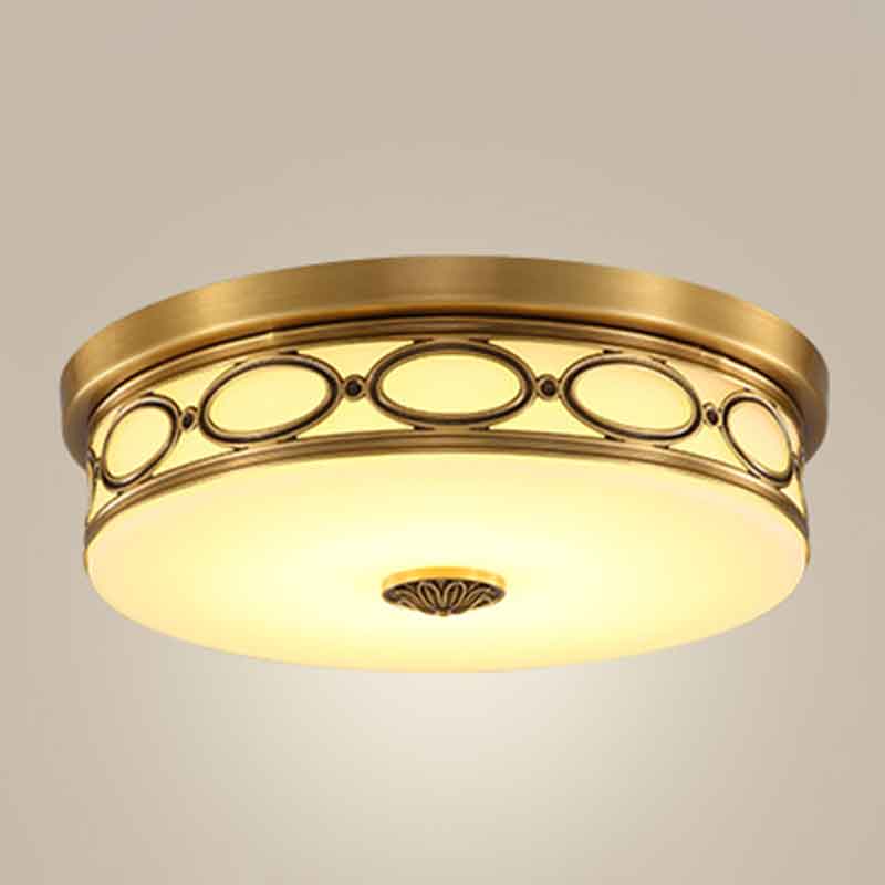 Traditional 17" Round Drum Brass LED Ceiling Light Indoor Lighting Fixtures 220V