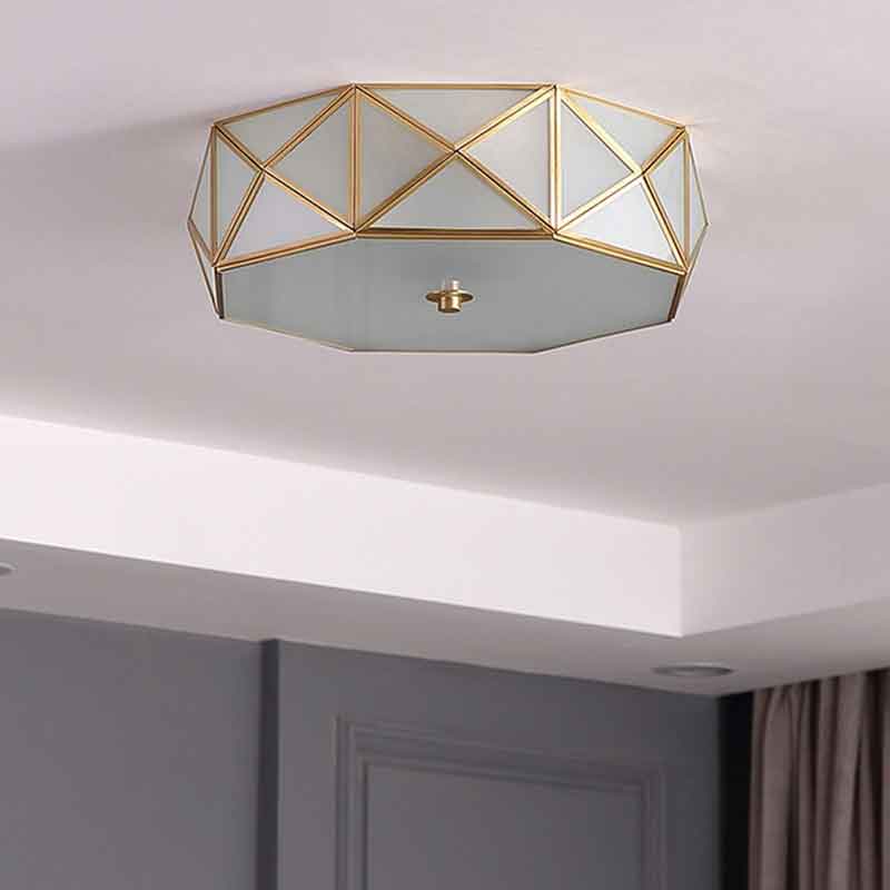 Traditional Drum Dimmable Brass LED Ceiling Light Warm White Light 220V Input