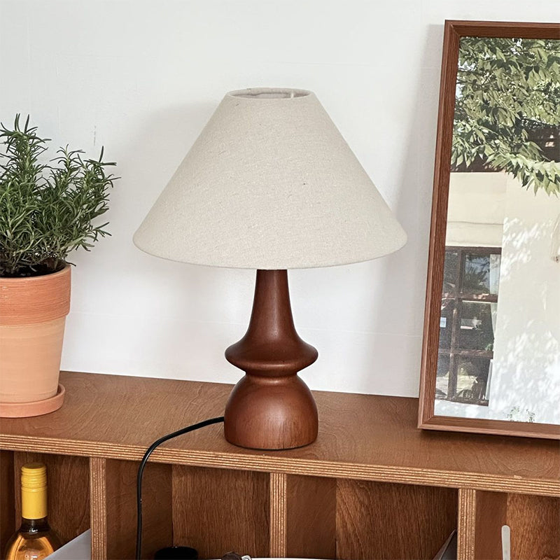 Solid Wood Retro Creative Table Lamp Bed Breakfast Bedroom Decoration Chinese Style French American Romanti