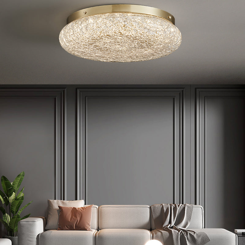 High End Luxury Round Brass Ceiling Light with Acrylic Lampshade for Bedroom Living Room