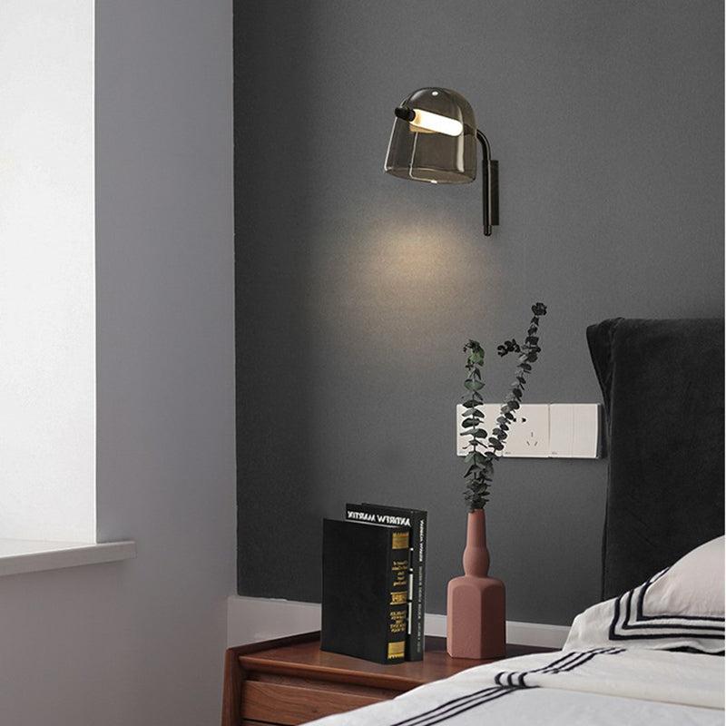 Postmodern Design Wall Lamp Elegant Smoky Gray Glass for Living Room Study Creative Bedroom Lamp Led Wall Light