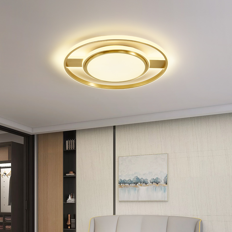 Traditional Dia.24" Round Recessed Brass LED Ceiling Light Warm White AC220V 110V Input