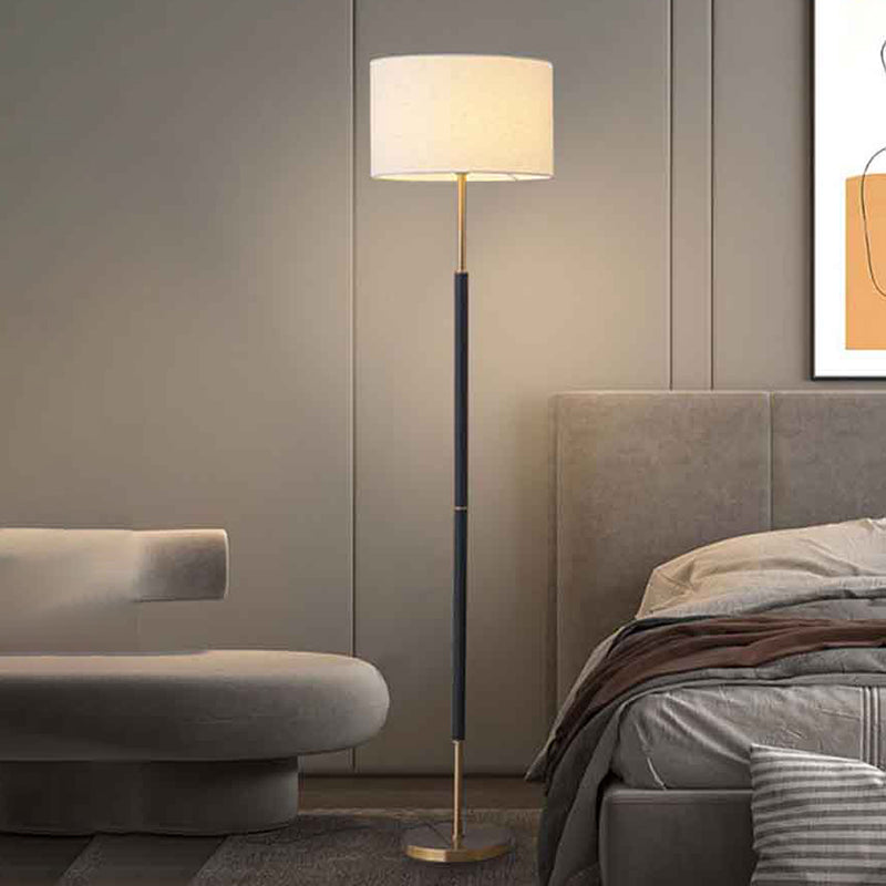 Modern Column 66" Floor Lamp With Beige Fabric Lampshade