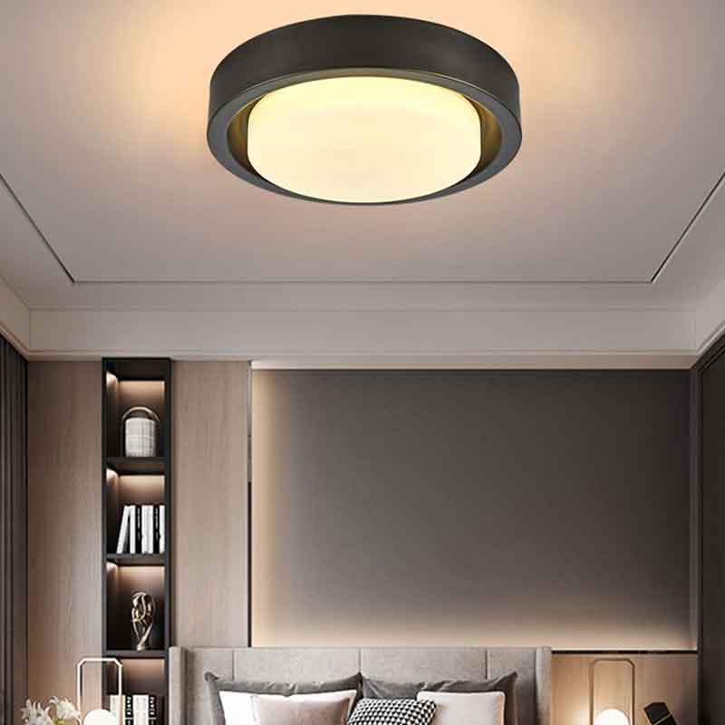 Classical Dia.18" Round Light Luxury Brass LED Ceiling Lamp with Remote Control Dimmable