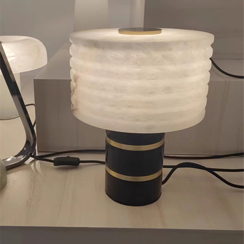 Luxury Nature Marble Table Lamp With Natrual Stone Lampshade and Marble Base