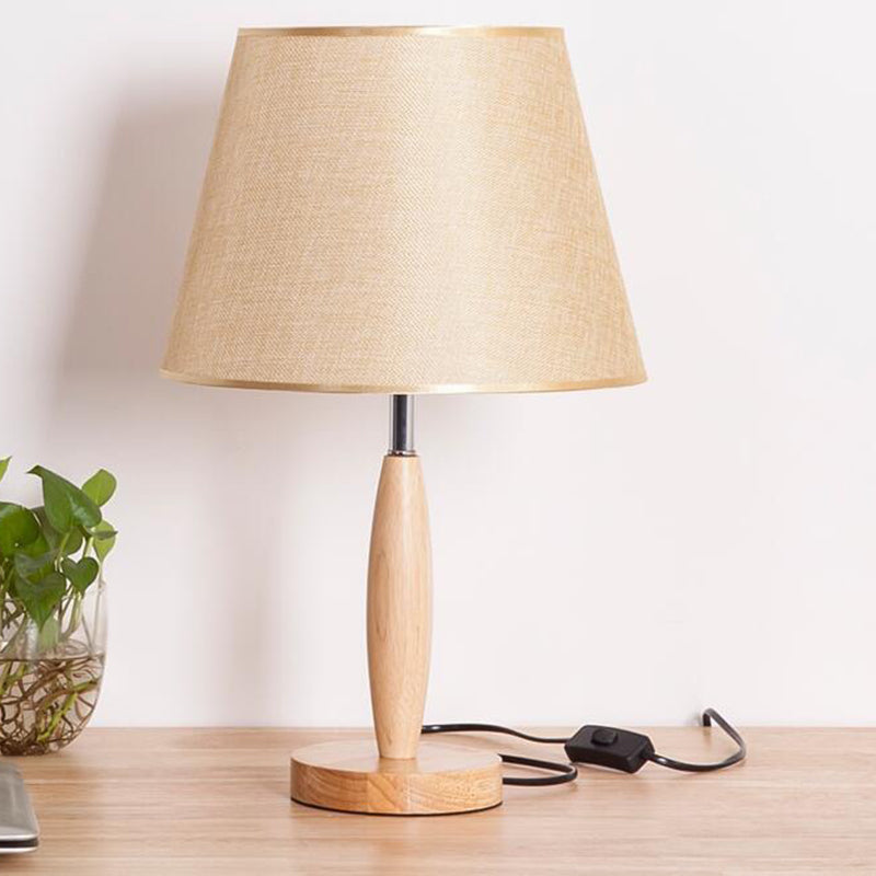 Wooden Silver Table Lamp with Linen Shade Vintage Style Lampshade Lampshade Lamps