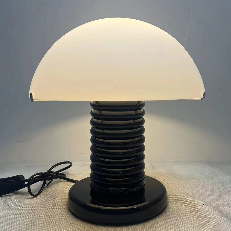 Traditional Black Mushroom Metal Table Lamp With Glass Lampshade