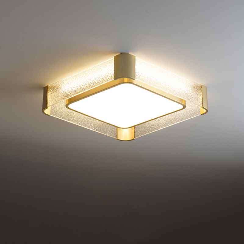 Modren 17" Square Brass Recessed LED Ceiling Light for Bedroom Hallway Balcony